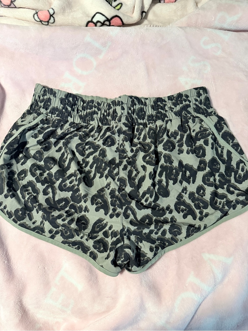 Victoria's Secret Olive Green and Black Leopard Athletic Shorts - Picture 2 of 4